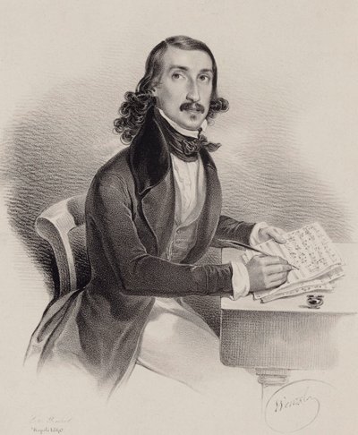 Portrett av sangeren og komponisten Giacinto Marras 1810-1883, 1840. av Francesco Wenzel