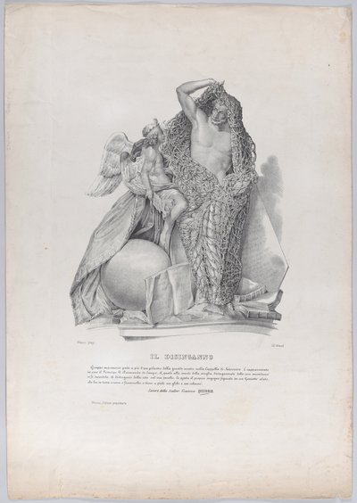 Prins Raimondo di Sangro løsner seg fra nettet av verdslige bekymringer med ..., ca. 1840-50. av Francesco Wenzel