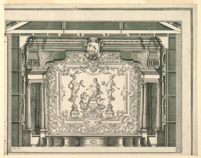Tverrsnitt, Proscenium og gardin, Teatro Filarmonico, Verona av Francesco Zucchi