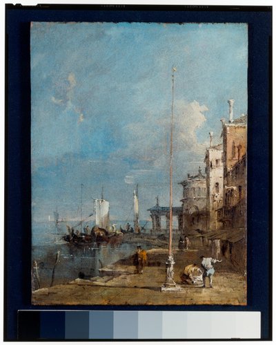 Capriccio mit einem Triumphbogen und städtischem Hintergrund von Francesco and/or Gian Antonio (1699-1761) Guardi