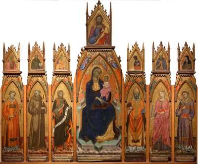 Madonna og barn. Kristus og de hellige av Francesco dAntonio da Ancona