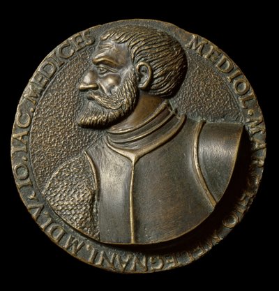 Byste av Gian Giacomo de Medici dit il Medeghino (1497-1556), italiensk Condottiero-medalje laget av Francesco da Sangallo dit il Margotta (1494-1576) Firenze, National Museum of the Bargello av Francesco da Sangallo