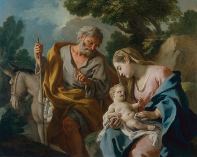 Hvil på flyturen til Egypt (olje på lerret) av Francesco de Mura