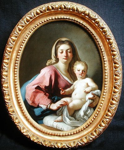 Jomfru og barn (olje på kobber) av Francesco de Mura