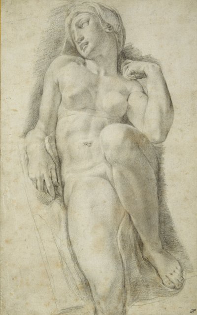 Aurora, etter Michelangelo Buonarroti (svart kritt på hvitt papir) av Francesco de Rossi Salviati Cecchino