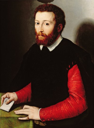 Portrett av en mann som holder et brev, ca. 1530-40 av Francesco de Rossi Salviati Cecchino