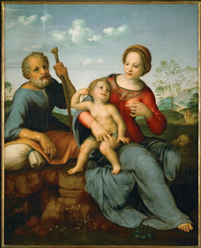 Den hellige familie (poppelved) av Francesco di Cristofano Franciabigio