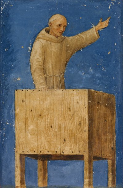 Saint Bernardino forkynner fra en prekestol, ca. 1470-75. av Francesco di Giorgio Martini