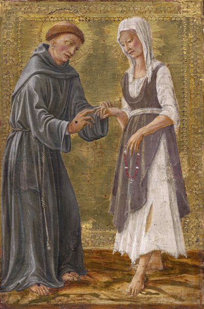Den hellige utvekslingen mellom Saint Francis og Lady Poverty par Francesco di Giorgio Martini (1439-1501). Tempera på panel av Francesco di Giorgio Martini