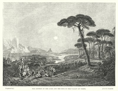 Konkurransen om lyren og røret i Tempe-dalen (gravering) av Francis (after) Danby