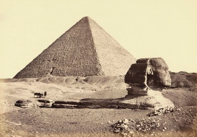 Den store pyramiden i Giza og Sfinxen, Egypt. 1800-tallet. av Francis (after) Frith