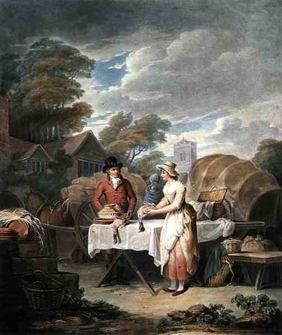 At Market, gravert av W. Annis, pub. av Morgan & Pearce av Francis (after) Wheatley