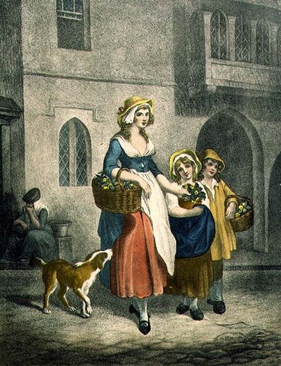 Two Bunches a Penny Primroses, Two Bunches a Penny, Plate 1 fra "Cries of London" (trykk) av Francis (after) Wheatley