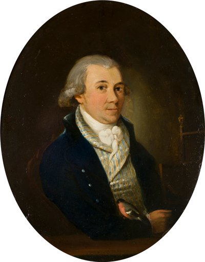 Portrett av en herre med en oksefink, ca. 1794-1872 (olje og kobber på panel) av Francis (attr. to) Alleyne
