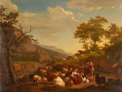 Tre fjerdedels lengde portrett av en ung dame i hvitt (olje på lerret) av Francis (attr. to) Grant