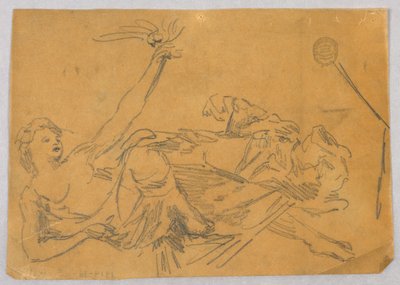 Skisse av kvinnelig figur med en due av Francis Augustus Lathrop