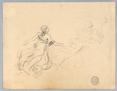 Skisse av to kvinnelige figurer av Francis Augustus Lathrop