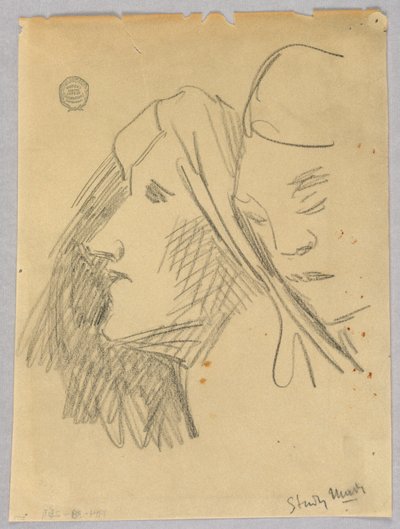 Skisse av to hoder av Francis Augustus Lathrop