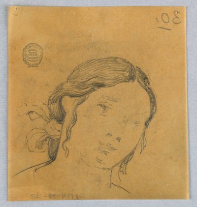 Skisse av kvinnens hode av Francis Augustus Lathrop