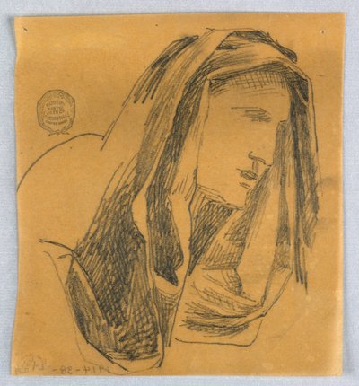 Skisse av kvinnens hode av Francis Augustus Lathrop