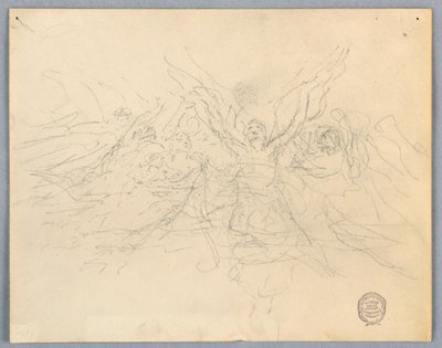 Skisse av tilbedende engler av Francis Augustus Lathrop
