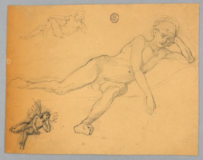 Skisse av en naken mann av Francis Augustus Lathrop