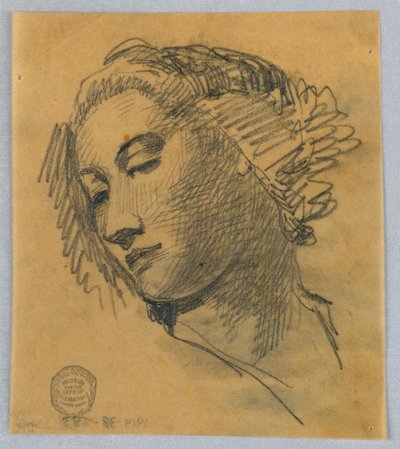 Skisse av et kvinnehode av Francis Augustus Lathrop