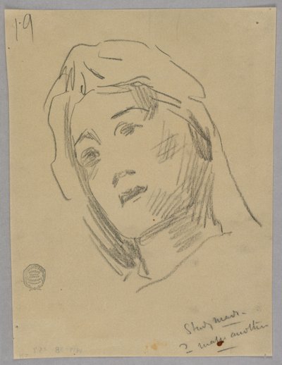 Skisse av et kvinnehode av Francis Augustus Lathrop