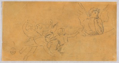 Skisse av en engel og Putti av Francis Augustus Lathrop