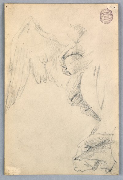Skisse med vinger og draperi av Francis Augustus Lathrop