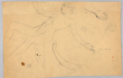 Skisser av naken kvinne og hender av Francis Augustus Lathrop