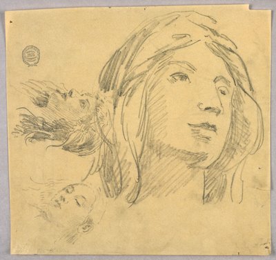 Skisser av tre hoder av Francis Augustus Lathrop
