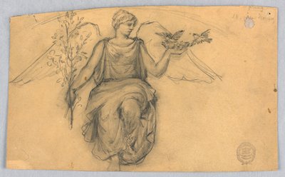 Fjær, skisse av bevinget figur av Francis Augustus Lathrop