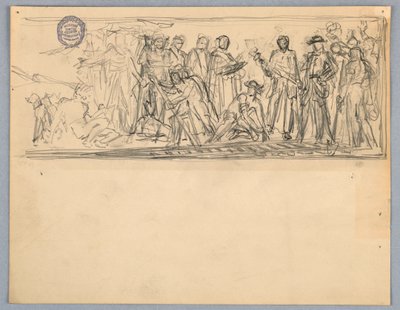 Studer for et veggmaleri eller panel av Francis Augustus Lathrop