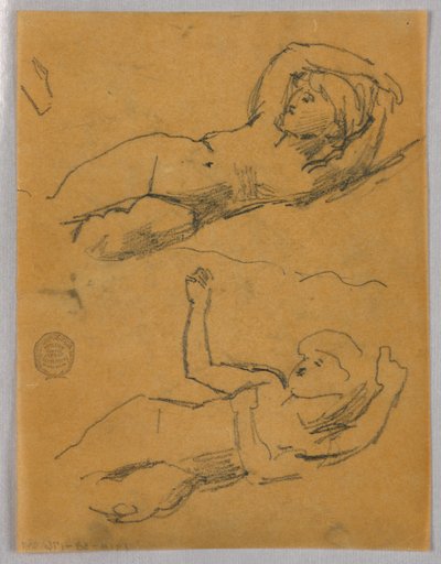 To skisser av kvinnelige nakenbilder av Francis Augustus Lathrop