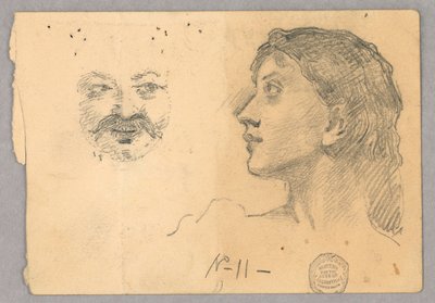 Kvinnehode og et ansikt av Francis Augustus Lathrop