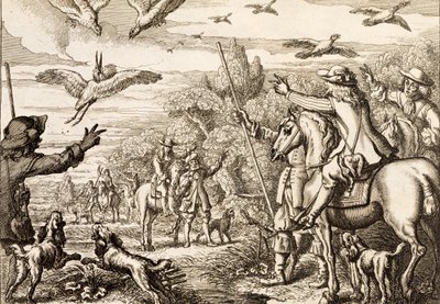 Heron Hawking, gravert av Wenceslaus Hollar, 1671 av Francis Barlow