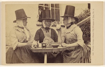 Walisisk gruppe - Tre gamle kvinner ved te, nr. 2 av Francis Bedford