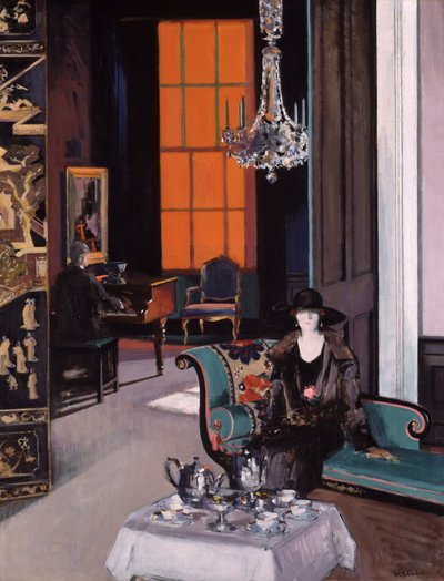 Interiør: The Orange Blind, ca. 1928 (olje på lerret) av Francis Campbell Boileau Cadell