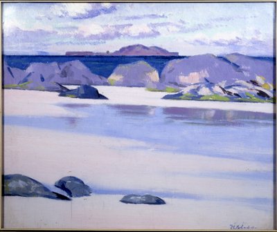 Lavvann, Iona, ser mot nederlenderens lue, Lunga (olje på lerret) av Francis Campbell Boileau Cadell