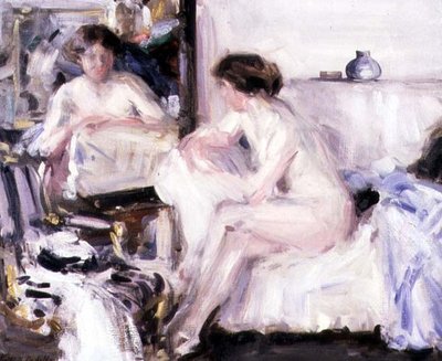 Naken sittende på en sofa (olje på lerret) av Francis Campbell Boileau Cadell