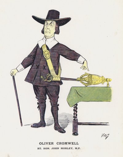 Oliver Cromwell, Rt Hon John Morley (farge litho) av Francis Carruthers Gould
