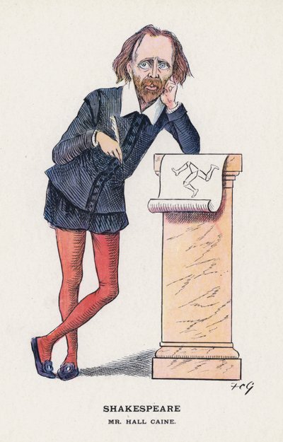 Shakespeare, Mr Hall Caine (farge litho) av Francis Carruthers Gould