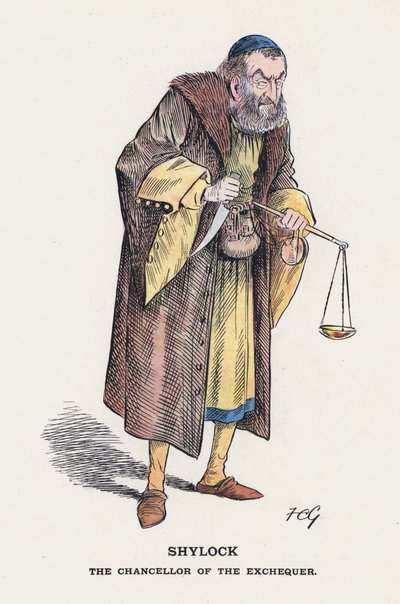 Shylock, finansministeren (farge litho) av Francis Carruthers Gould