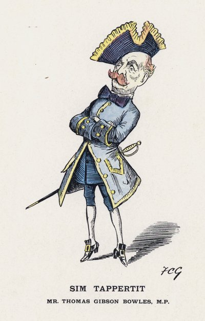 Sim Tappertit, Mr Thomas Gibson Bowles (farge litho) av Francis Carruthers Gould