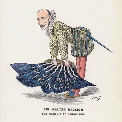 Sir Walter Raleigh, The Marquis of Lansdowne (farge litho) av Francis Carruthers Gould