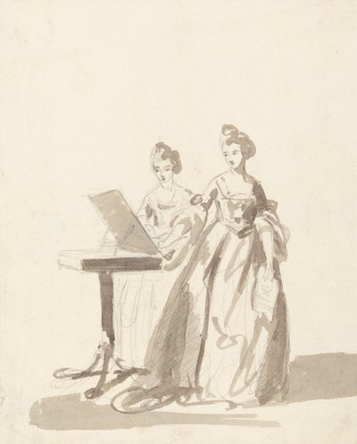Studie for portrettet av prinsesse Louisa og dronning Caroline Matilda av Danmark av Francis Cotes