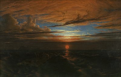 Solnedgang til sjøs etter en storm av Francis Danby