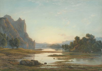 Solnedgang over et elvelandskap av Francis Danby