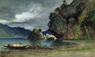 The Approach of a Storm on Liensfjord (akvarell på papir) av Francis Danby